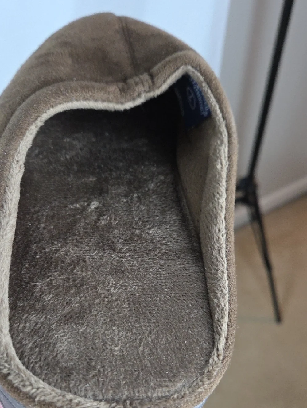 Stafford Men's Brown Suede-Look Slip-On Slippers